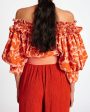 Salmon and Pink Off-The-Shoulder Top Hot on Sale