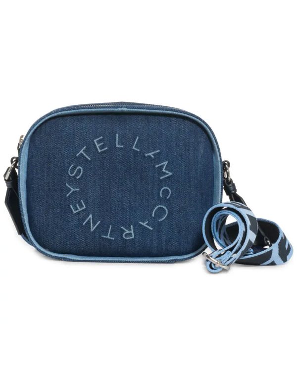 Small Logo Denim Camera Bag in Smoky Blue For Cheap