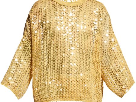 Rusted Gold Fish Scale Paillette Cropped Pullover Hot on Sale