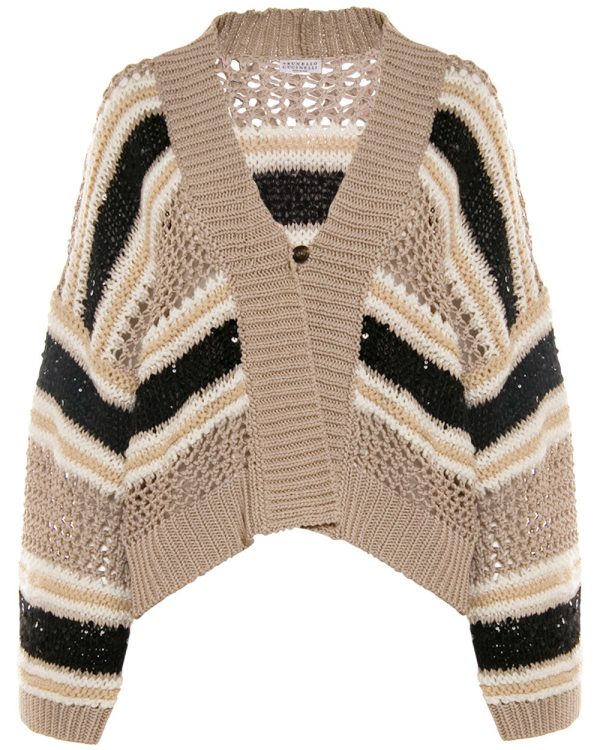 Striped Knit Cardigan For Cheap