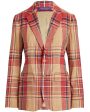 Tan and Coral Rustic Kory Madras Jacket For Discount