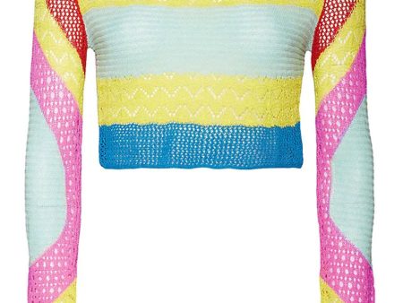 Rainbow Stripe Crochet Lumison Top Cheap