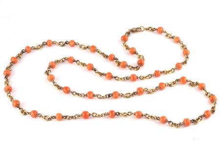 18k Gold Vintage Coral Necklace Hot on Sale