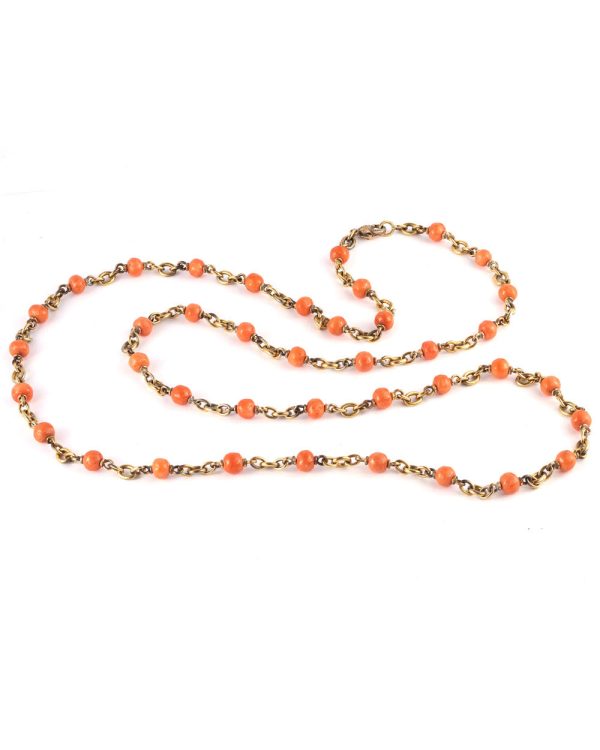 18k Gold Vintage Coral Necklace Hot on Sale