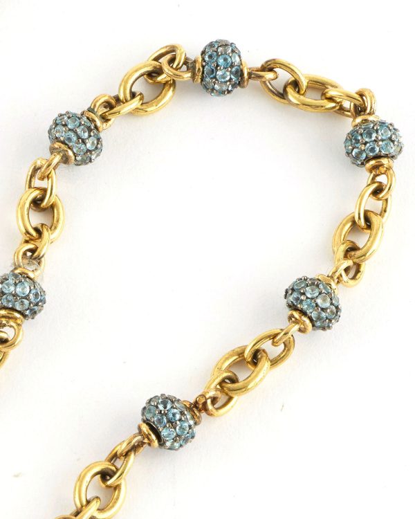 18k Gold Aquamarine Beaded Necklace Discount