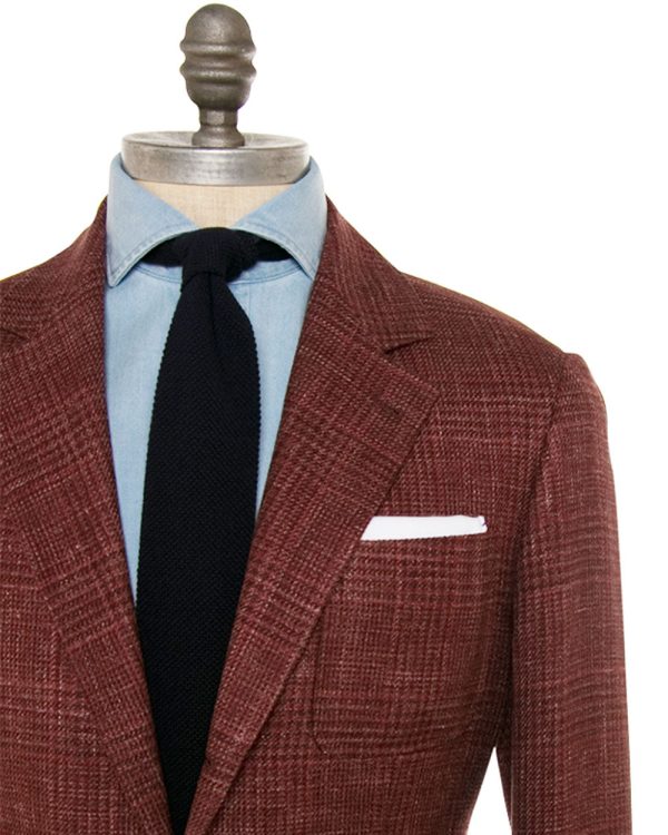 Red Tonal Plaid Transitional Sportcoat For Sale