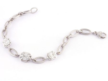 18k White Gold Mosaic Diamond Link Bracelet Supply