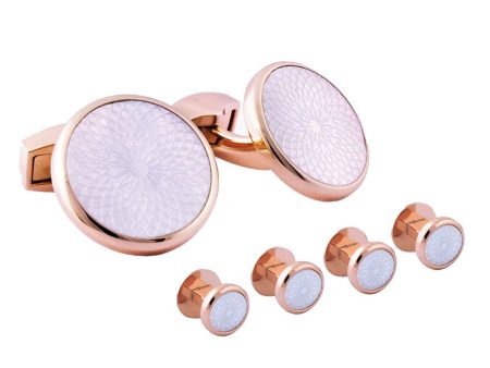 Rose Gold and Mother of Pearl Rotondo Guilloche Formal Set For Cheap