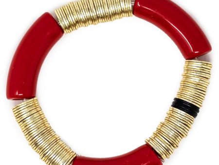 14k Gold and Red Zo Stretch Bracelet Fashion