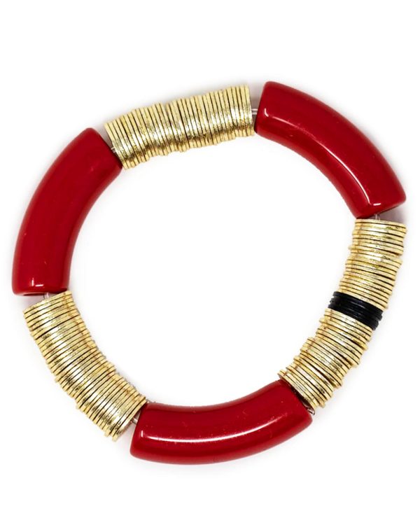 14k Gold and Red Zo Stretch Bracelet Fashion