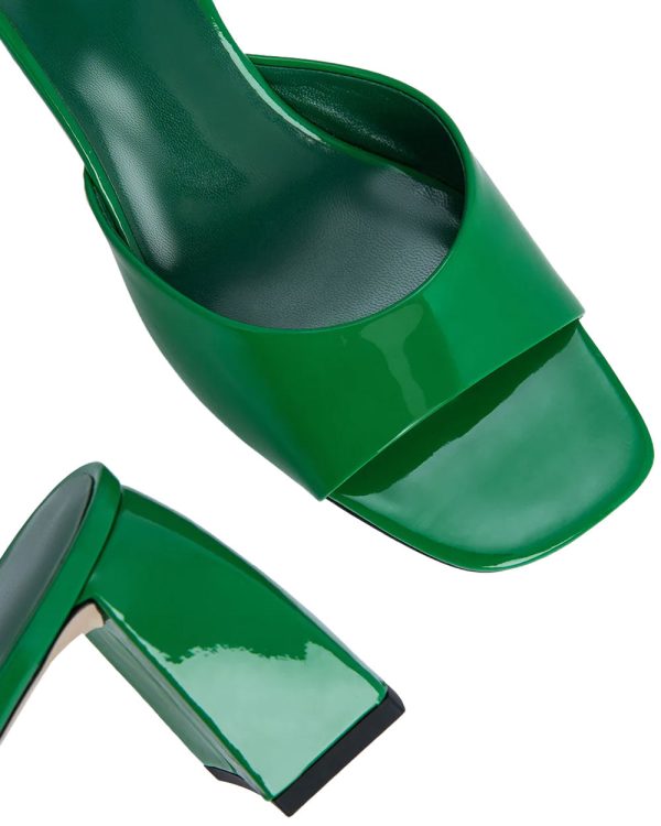 Romy Mule in Green Patent Leather Discount