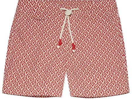 Red and Cloud Cano Geometric Swim Short Fashion