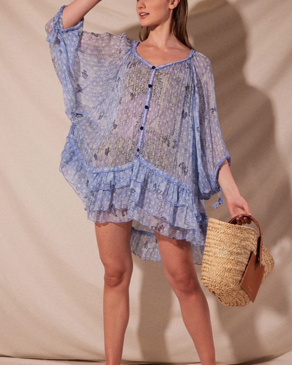 Sunflower Blue Nava Poncho Cheap