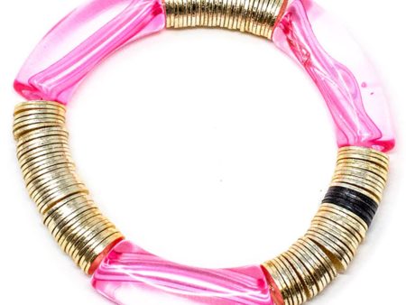 14k Gold and Rosie Pink Zo Stretch Bracelet For Discount