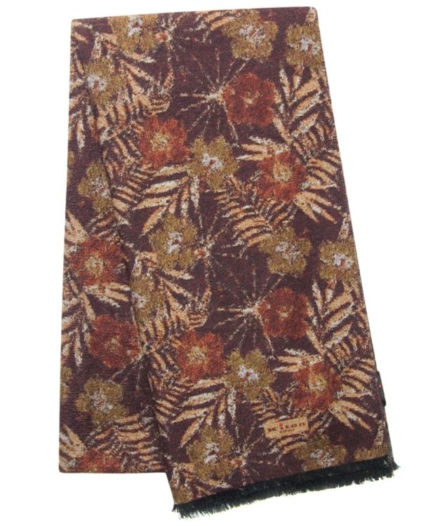 Tonal Palm Print Silk Scarf in Rust Online Sale