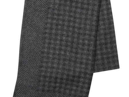 Black and Grey Checkered Cashmere Scarf Hot on Sale