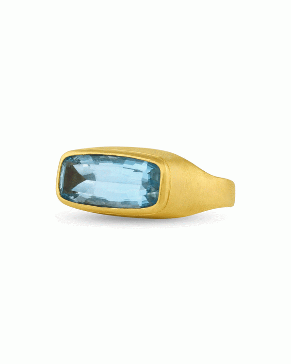 22k Yellow Gold 6.5 ct. Aquamarine Nigeria Medici Signet Ring Supply