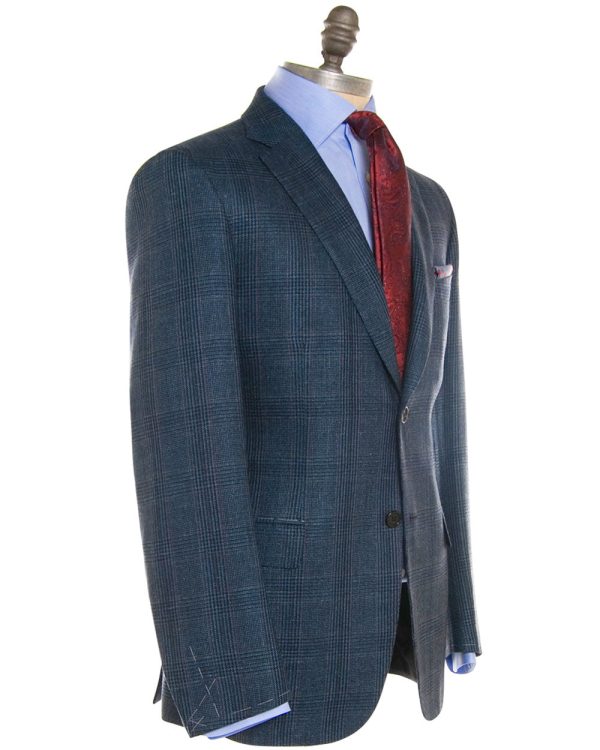 Teal and Rust Check Sportcoat For Sale