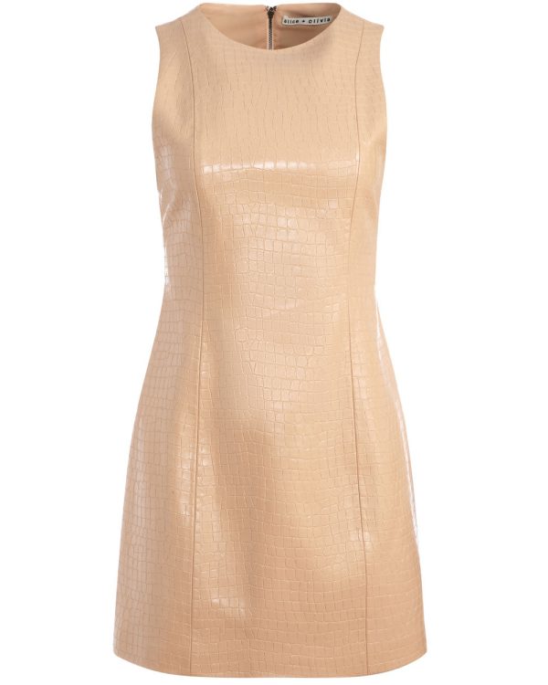 Almond Vegan Croc Daven Mini Dress For Cheap