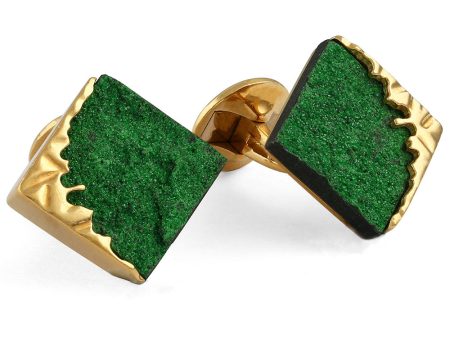 18k Yellow Gold Green Garnet Cufflinks For Cheap