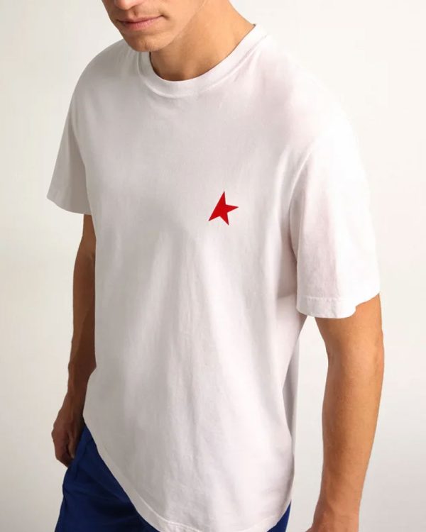 Star Collection T-Shirt in White with Red Star Online Hot Sale