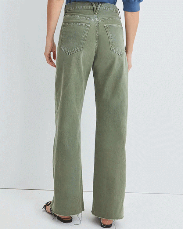 Taylor High Rise Wide Leg Jean in Clover Green on Sale