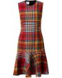 Red Tartan Check Wool Flannel Shift Dress Online