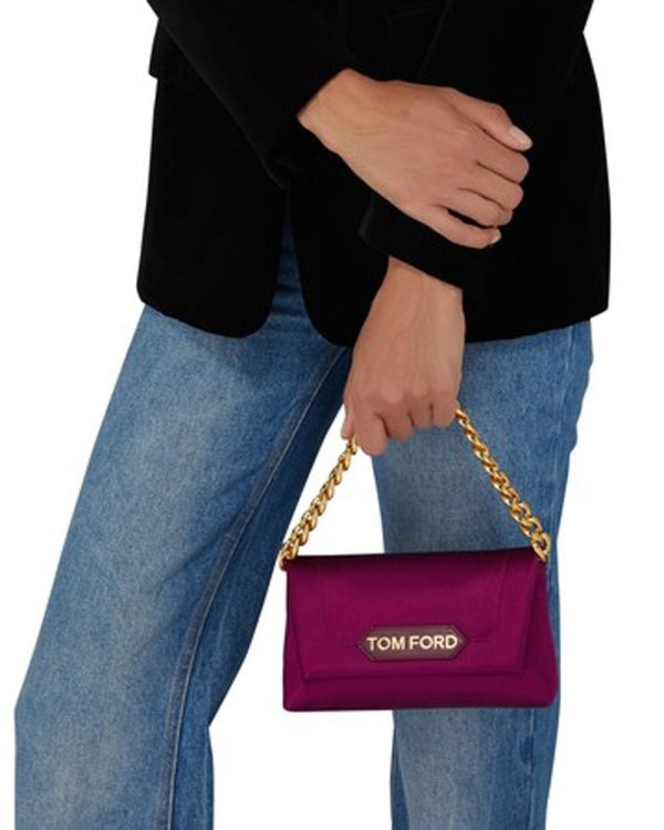 Satin Mini Chain Bag in Cranberry For Discount