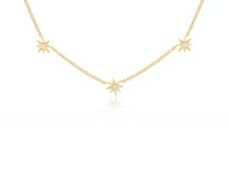 14k Yellow Gold Multi Starburst Diamond Necklace on Sale