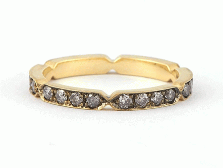 18k Yellow Gold Pinch Diamond Ring For Sale