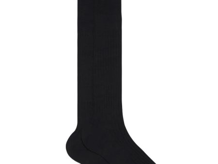 Wool Basic Over the Calf Socks in Black For Discount