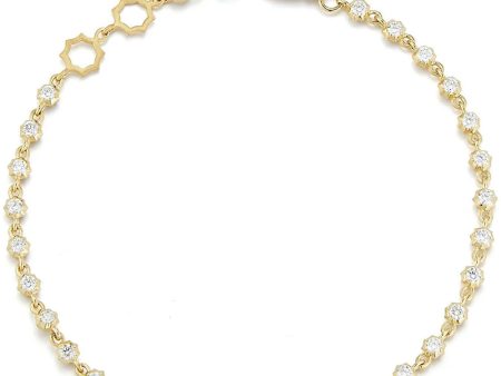 18k Yellow Gold Small Sophisticated Diamond Link Bracelet For Discount