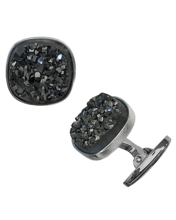 Sterling Silver Black Druzy Cufflinks Hot on Sale