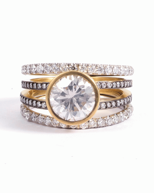 18k Yellow Gold and Platinum Diamond Spiral Ring For Sale