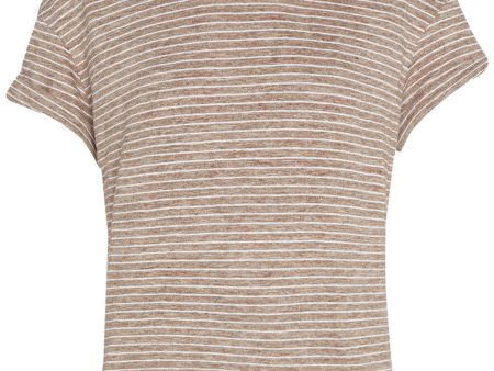 Tobacco Stripe Monili Collar T-Shirt Hot on Sale