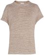 Tobacco Stripe Monili Collar T-Shirt Hot on Sale