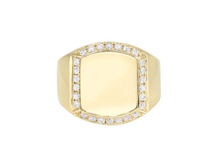 14k Yellow Gold Boyfriend Diamond Signet Ring Cheap