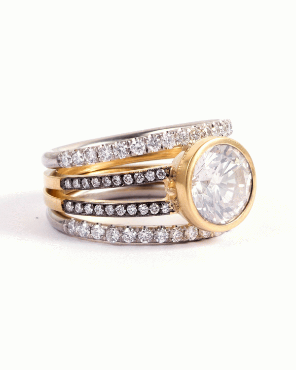 18k Yellow Gold and Platinum Diamond Spiral Ring For Sale