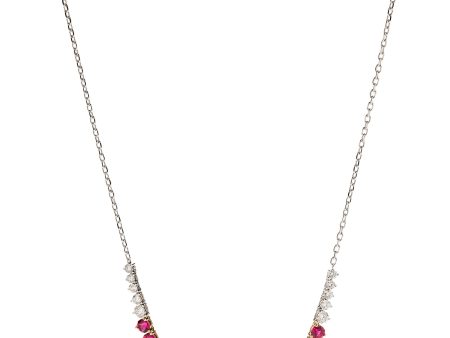 River Chain Rubellite Necklace with Diamonds in 18k White Gold on Sale