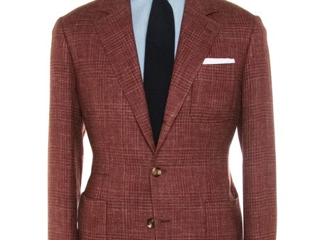 Red Tonal Plaid Transitional Sportcoat For Sale