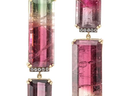 Tourmaline Double Drop Mismatch Earrings For Cheap