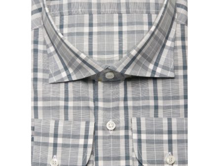 Steel Blue and White Dress Shirt Hot on Sale