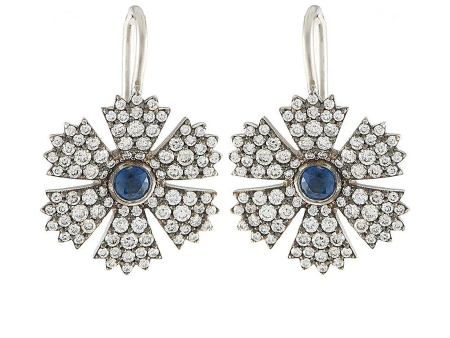 18k White Gold Flower Earrings Sale