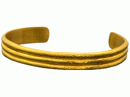 22k Yellow Gold Hammered Bangle Cuff For Discount