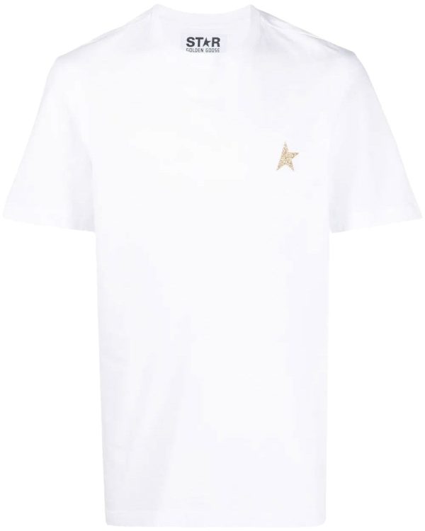 Star Collection T-Shirt in White with Gold Star Online Hot Sale