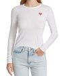 White Embroidered Heart Long Sleeve Tee on Sale