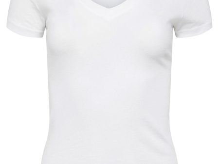 White Becca V Neck Tee For Sale