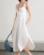 White Fluid Linen Midi Dress Fashion