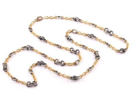 18k Gold and Platenite Chain Link Necklace Online Sale