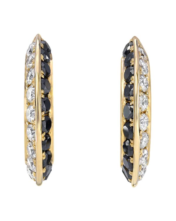 14k Yellow Gold Blade Diamond Hoop Earrings Online Sale